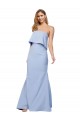 Sleeveless Strapless Stretch Crepe Light Sky Blue Long Formal Gowns