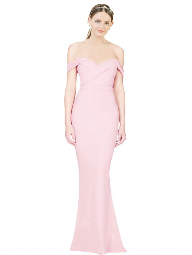 Affordable Sleeveless Strapless Stretch Crepe Pink Long Formal Gowns UK