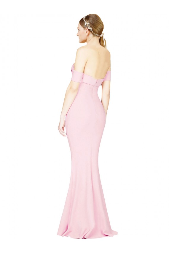 Sleeveless Strapless Stretch Crepe Pink Long Formal Gowns