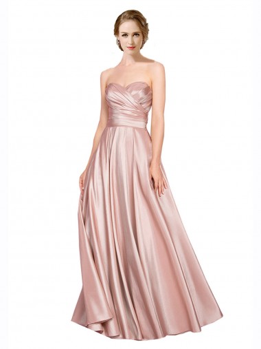 Affordable Sleeveless Strapless Stretch Satin Long Black Tie Formal Dress UK