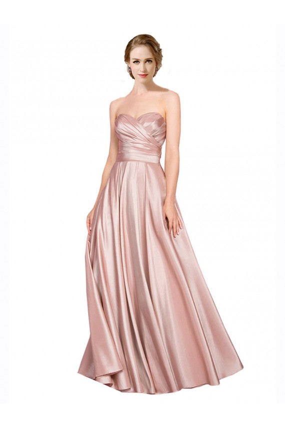 Sleeveless Strapless Stretch Satin Long Black Tie Formal Dress
