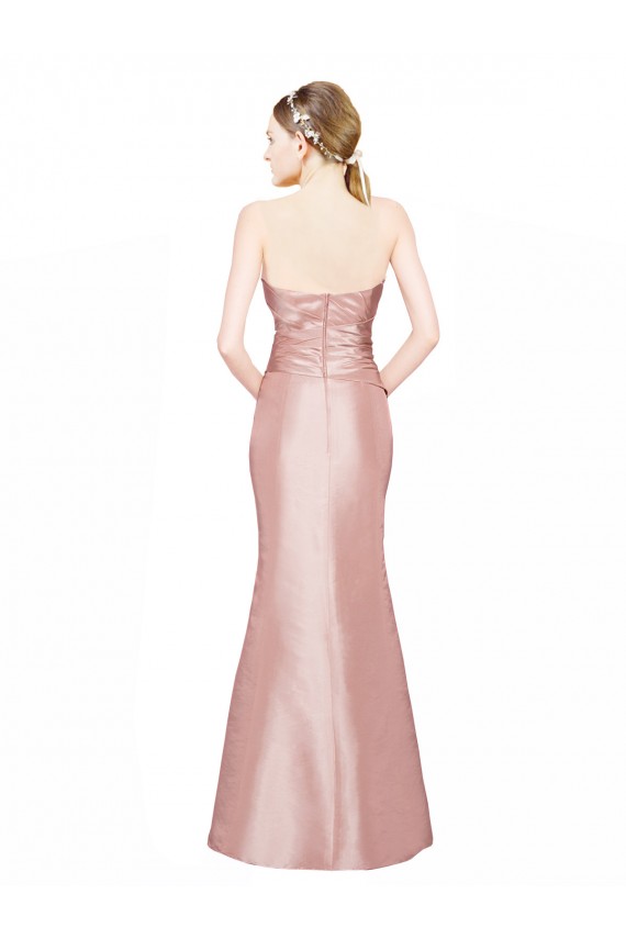 Sleeveless Strapless Stretch Satin Long Formal Dress