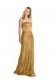 Sleeveless Strapless Stretch Satin Gold Long Formal Dress