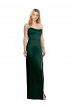 Sleeveless Strapless Stretch Satin Hunter Long Formal Dress