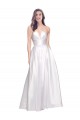 Sleeveless Strapless Stretch Satin White Long Formal Dress