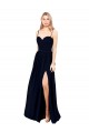 Sleeveless Sweetheart Chiffon Dark Navy Long Formal Dress
