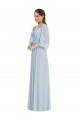 Puff Sleeves Sweetheart Chiffon Sea Glass Long Formal Dress