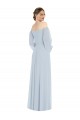 Puff Sleeves Sweetheart Chiffon Sea Glass Long Formal Dress