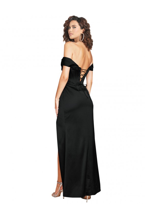Sleeveless Sweetheart Silky Satin Black Long Black Tie Formal Dress
