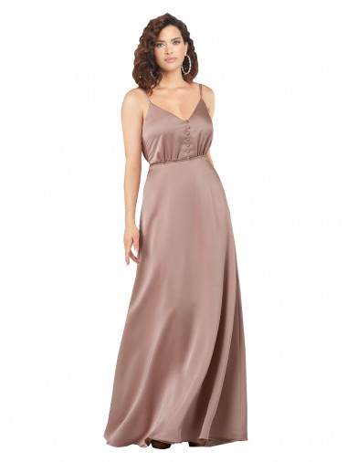 Affordable Sleeveless Sweetheart Silky Satin Dusty Pink Long Formal Dress UK