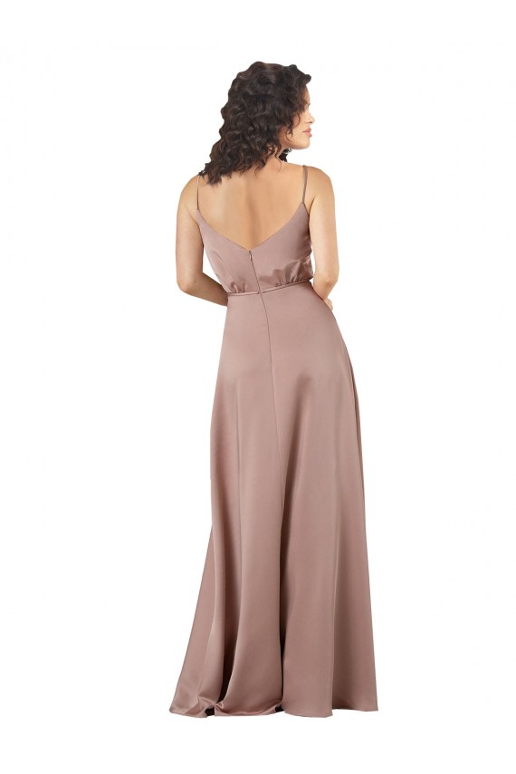 Sleeveless Sweetheart Silky Satin Dusty Pink Long Formal Dress