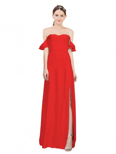 Affordable Sleeveless Sweetheart Stretch Crepe Red Long Formal Dress UK