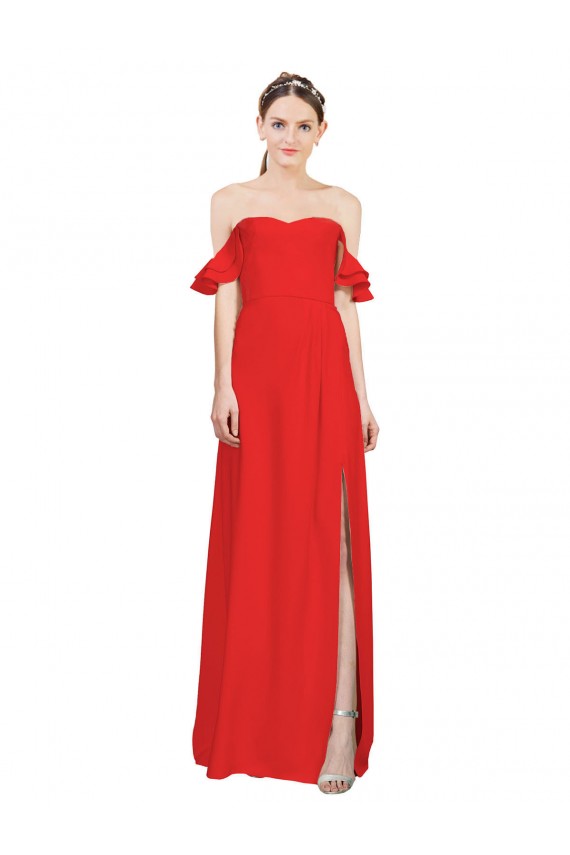 Sleeveless Sweetheart Stretch Crepe Red Long Formal Dress
