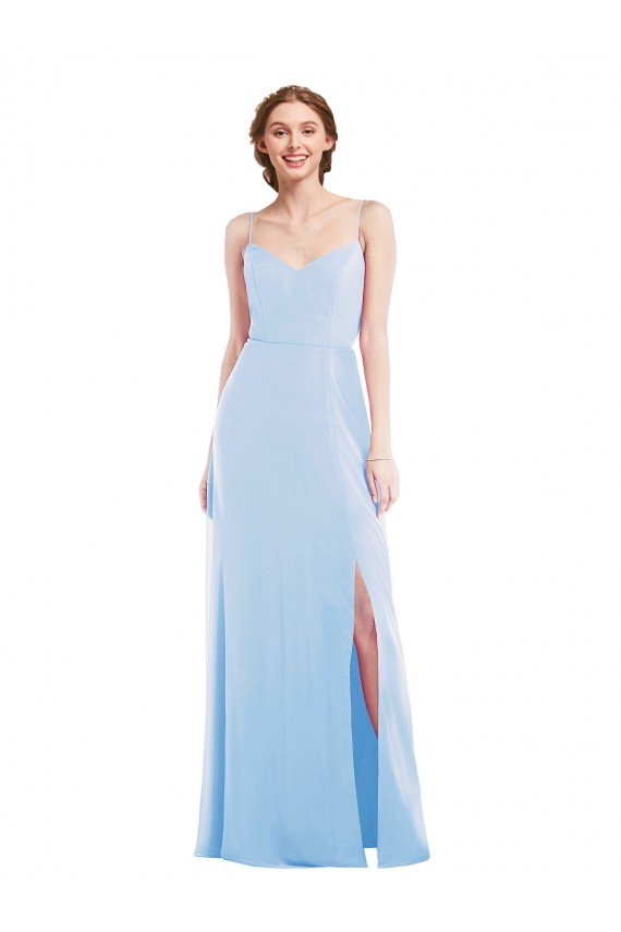 Sleeveless V-Neck Chiffon Light Sky Blue Long Formal Dress