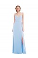 Sleeveless V-Neck Chiffon Light Sky Blue Long Formal Dress
