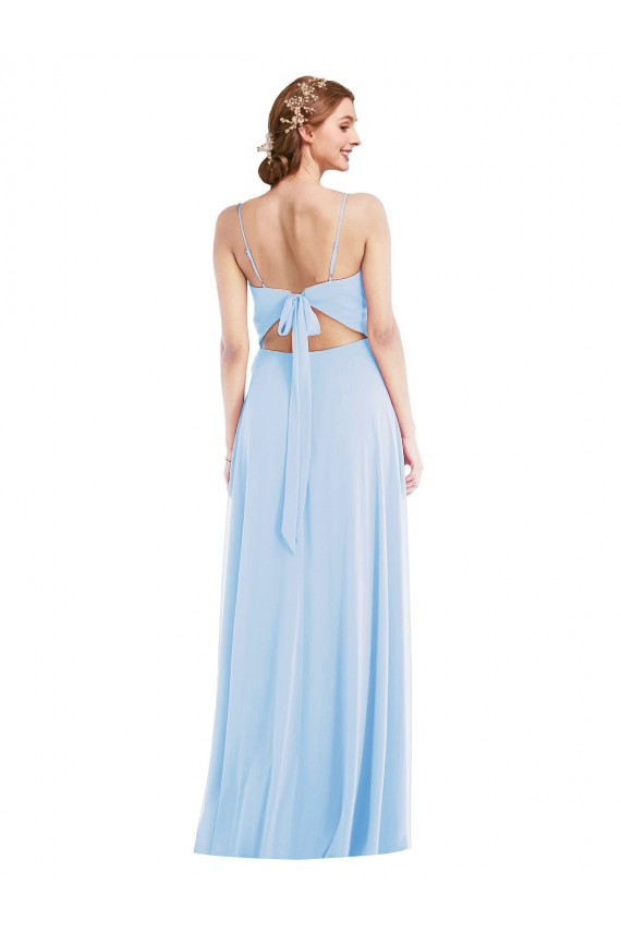 Sleeveless V-Neck Chiffon Light Sky Blue Long Formal Dress