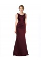 Sleeveless V-Neck Satin Burgundy Long Black Tie Formal Dress