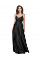 Sleeveless V-Neck Silky Satin Black Long Formal Gowns