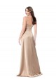 Sleeveless V-Neck Silky Satin Champagne Pink Long Formal Dress