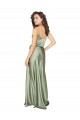 Sleeveless V-Neck Silky Satin Smoke Green Long Formal Dress