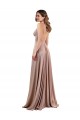 Sleeveless V-Neck Spandex Dusty Pink Long Black Tie Formal Dress