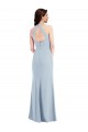 Sleeveless V-Neck Stretch Crepe Light Sky Blue Long Open Back Formal Dress
