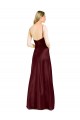 Sleeveless V-Neck Stretch Satin Burgundy Gold Long Formal Gowns