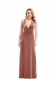 Sleeveless V-Neck Stretch Velvet Cinnamon Rose Long Formal Gowns