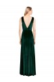 Sleeveless V-Neck Stretch Velvet Dark Green Long Formal Dress