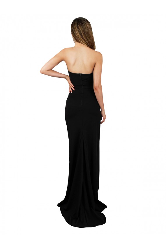 Sleeveless High Neck Stretch Crepe Black Long Formal Gowns