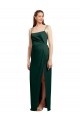 Sleeveless Square Neck Stretch Satin Hunter Long Formal Dress