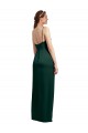 Sleeveless Square Neck Stretch Satin Hunter Long Formal Dress