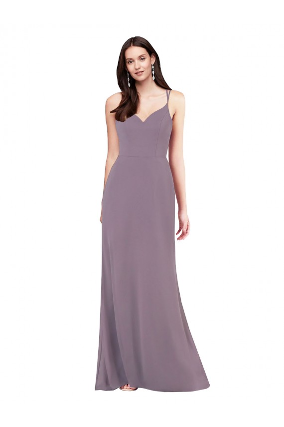 Sleeveless Sweetheart Chiffon Dark Lavender Long Formal Dress