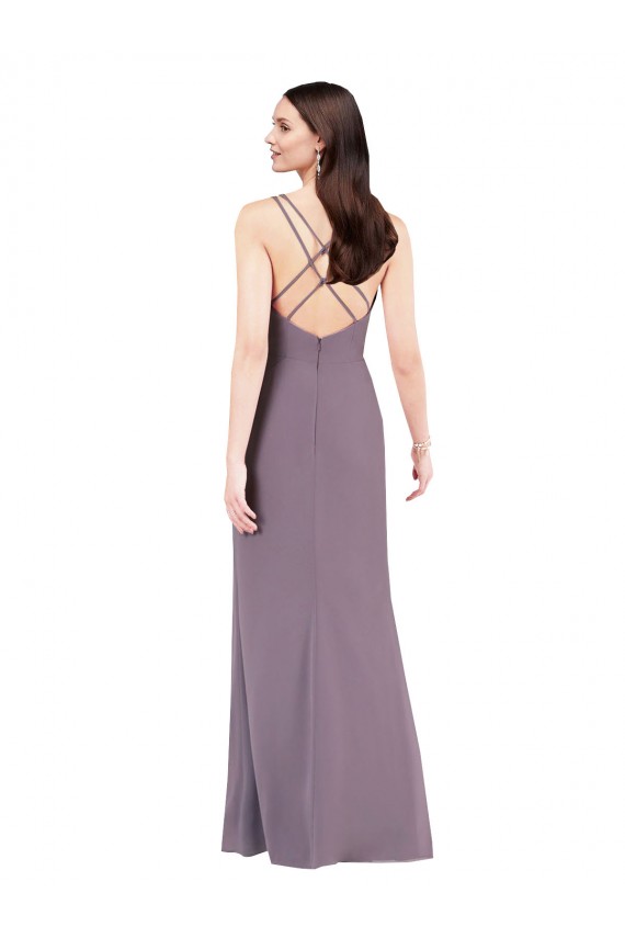 Sleeveless Sweetheart Chiffon Dark Lavender Long Formal Dress