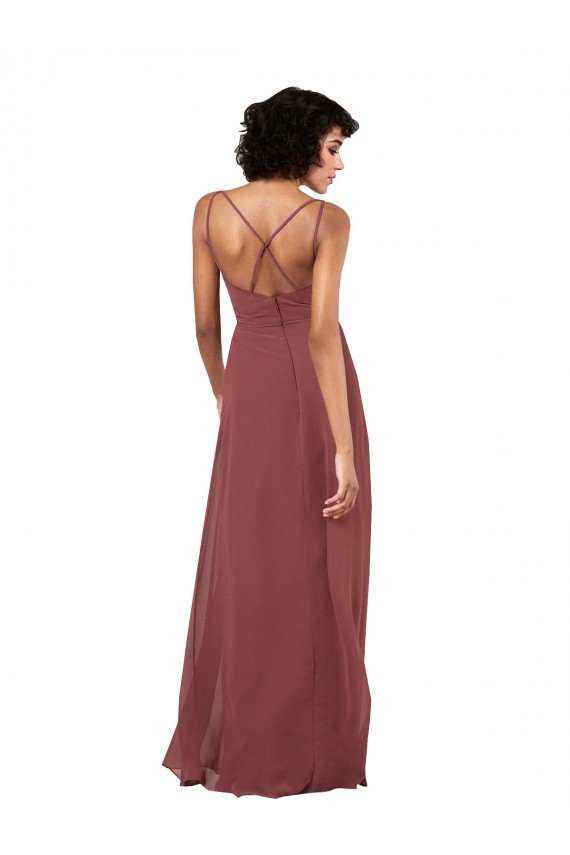 Sleeveless V-Neck Chiffon Black Long Formal Dress