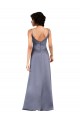 Sleeveless V-Neck Silky Satin Black Column Long Formal Dress