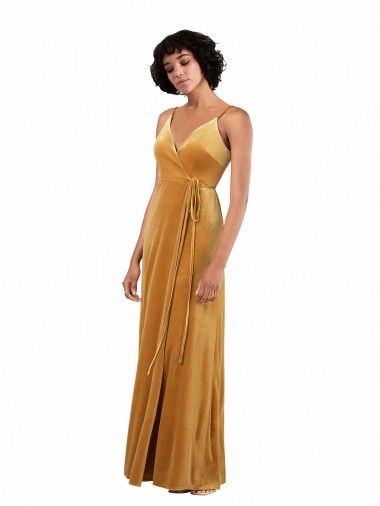 Affordable Sleeveless V-Neck Stretch Velvet Gold Long Black Tie Formal Dress UK