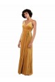 Sleeveless V-Neck Stretch Velvet Gold Long Black Tie Formal Dress