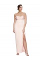 Sleeveless Cowl Neck Stretch Satin Long Formal Dress