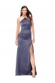 Sleeveless Halter Neck Silky Satin Dusk Long Formal Dress