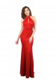 Sleeveless Halter Neck Stretch Satin Red Long Formal Dress