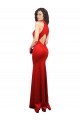 Sleeveless Halter Neck Stretch Satin Red Long Formal Dress