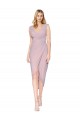 Sleeveless High Neck Chiffon Primrose Cocktail Length High Low Formal Dress
