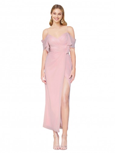 Affordable Cold Shoulder High Neck Chiffon Primrose Knee Length Formal Dress UK