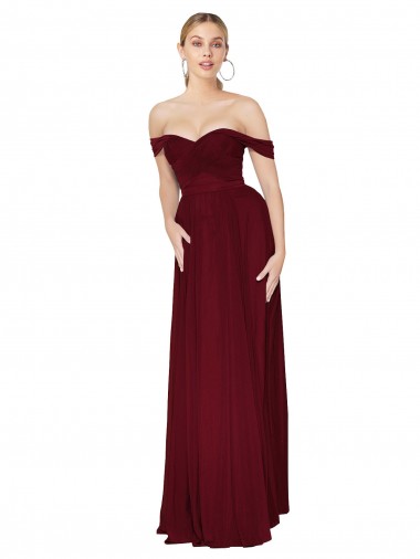 Affordable Sleeveless High Neck Chiffon Burgundy Mermaid Long Formal Dress UK