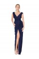 Sleeveless High Neck Chiffon Dark Navy Long Formal Dress