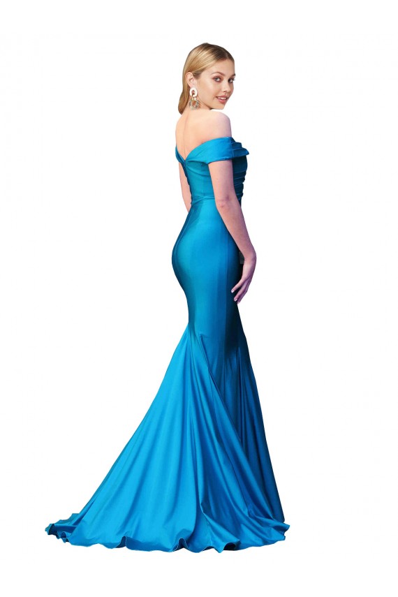 Sleeveless High Neck Satin Peacock Blue Long Formal Dress