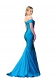 Sleeveless High Neck Satin Peacock Blue Long Formal Dress