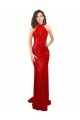 Sleeveless High Neck Sequin Red Long Formal Dress