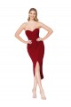 Sleeveless High Neck Stretch Crepe Burgundy Knee Length High Low Formal Dress